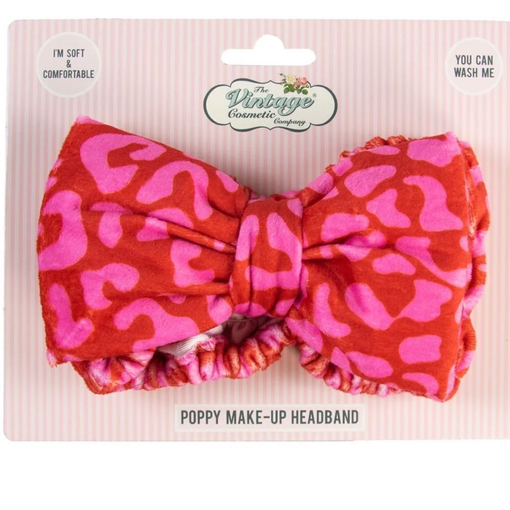 The Vintage Cosmetics Company Poppy Makeup Headband red & pink leopard SO SOFT!